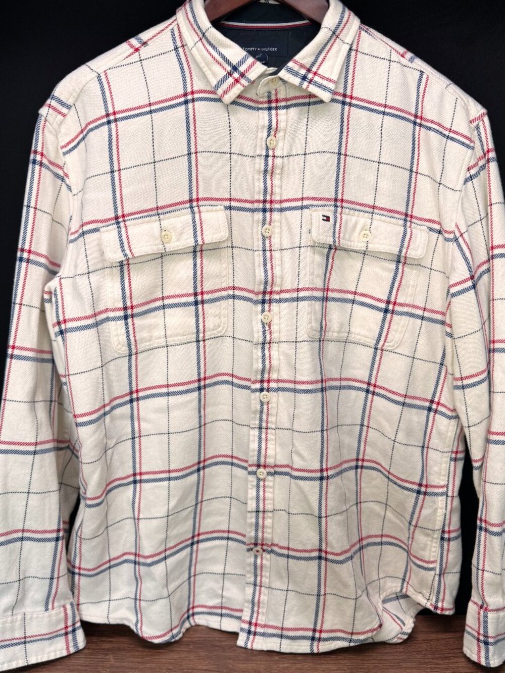 Tommy Hilfiger Cream Plaid Heavy Overshirt XL
